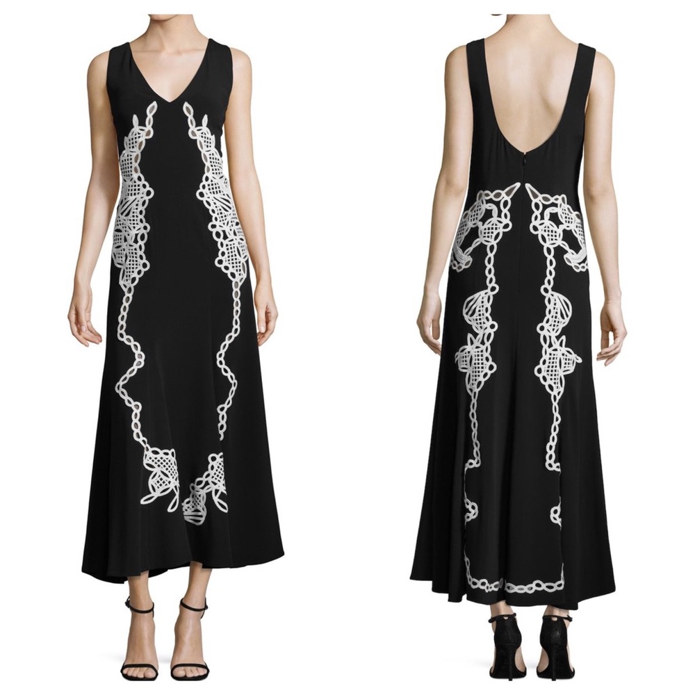 JONATHAN SIMKHAI | Appliqued Deep V-Neck Gown